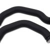 a pair of black plastic pipes