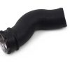 a black plastic pipe with a silver rim