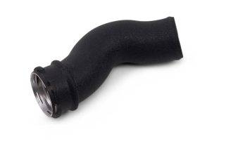 a black plastic pipe with a silver rim