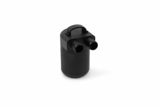 a black plastic container with two holes