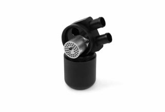 a black cylinder with a silver cylinder