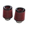 a pair of red and black air filter