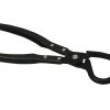 a black metal pliers with a curved handle