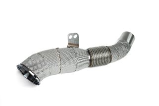 a silver metal pipe with a metal band